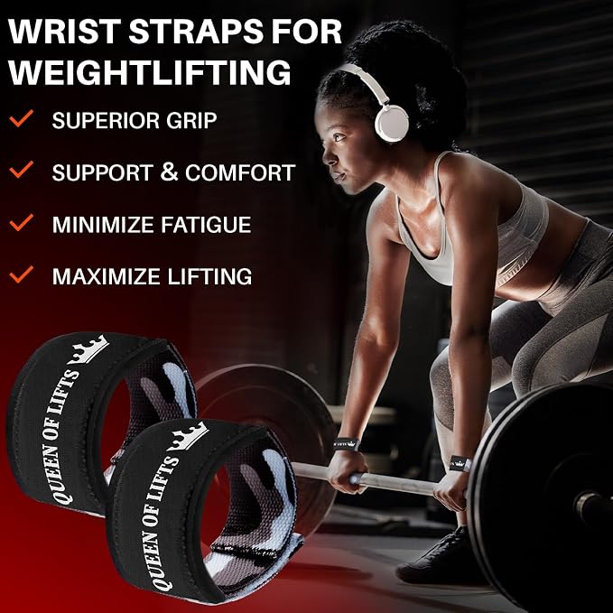 TECEUM Neoprene Padded Cotton Lifting Straps for Weightlifting, 1 Pair