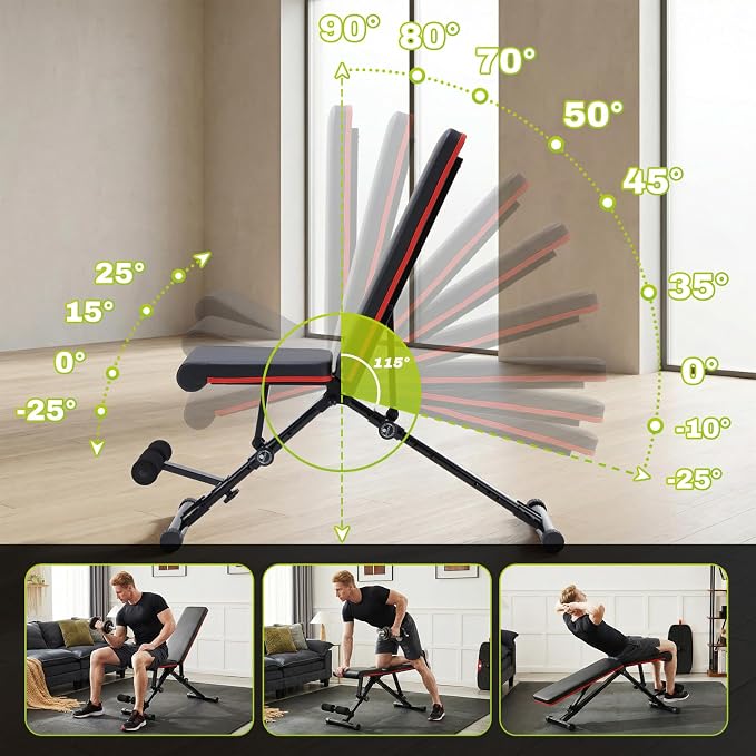 OLIXIS Adjustable Weight Bench for Full Body Strength Training, Foldable Workout Bench with Incline Flat Positions, 795 lbs Capacity Dumbbell Bench for Home Gym, Sit Up, Press, and Ab Exercises
