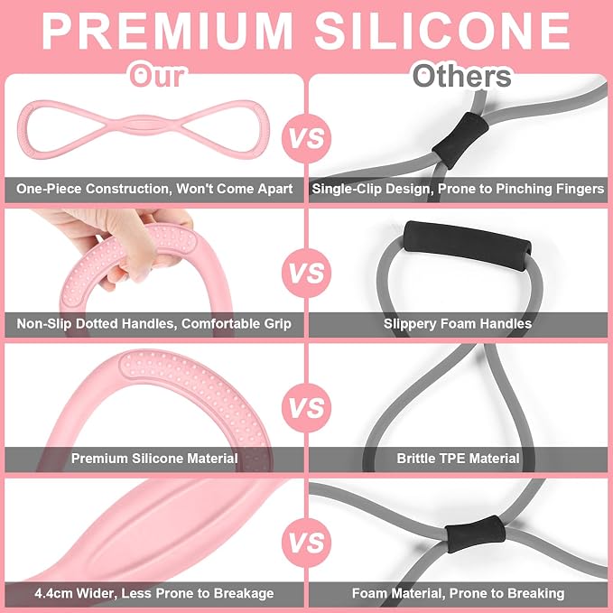 Figure 8 Resistance Band: Resistance Bands with Handles for Working Out - 8 Shaped Resistance Bands for Women - Exercise Bands for Arms - Fullbody Yoga Pulling Rope