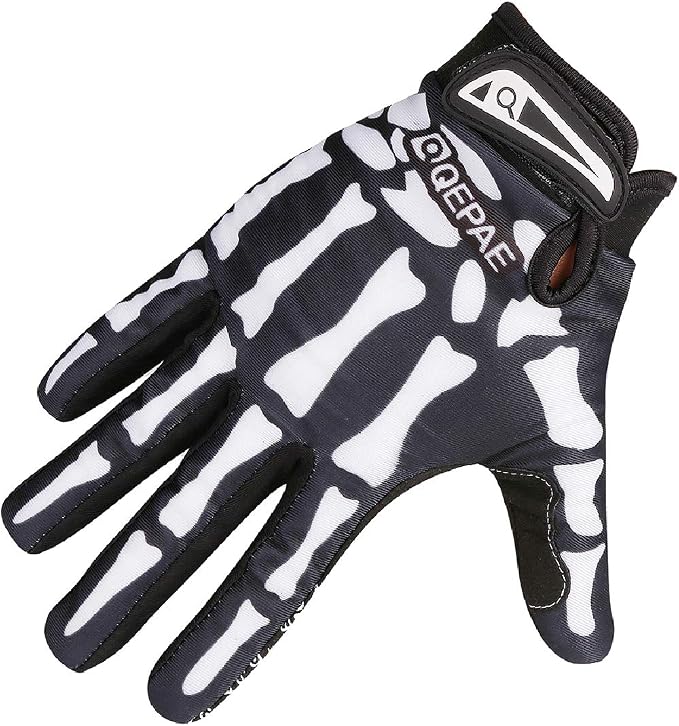 Skeleton Gloves Adjustable Lightweight Racing Skull Sports Work Bone Gloves Anti-Slip Breathable for Men & Women Motorcycle, Cycling, Biking, Workout