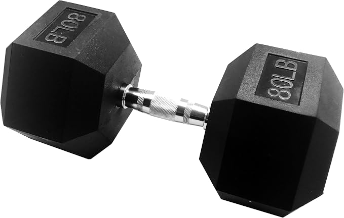 Signature Fitness Rubber Coated Hex Dumbbells Hand Weights for Exercises and Fitness Home Gym, 5-50 lbs, Pairs