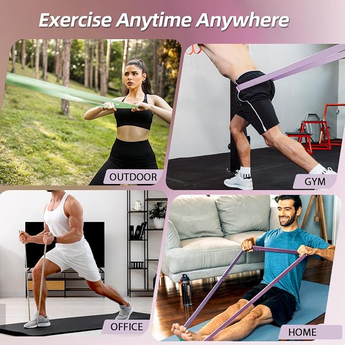 WHATAFIT Resistance Bands, Pull Up Assist Bands with Handles, Door Anchor | Natural Latex Rubber, Progressive Tension, Exercise Loop for Full-Body Fitness, Portable Gym Bag, Warm-Up & Stretch