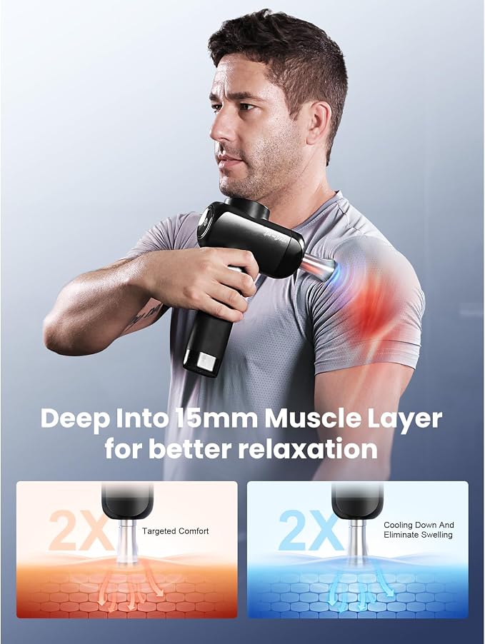BOB AND BRAD X6 Ultra Massage Gun with Heat & Infrared Light, FSA Eligible | HSA Professional Percussion Deep Tissue Muscle Massager Gun for Athletes, Metal Head, 5 Speed, 6 Replacements, Birthday Gifts