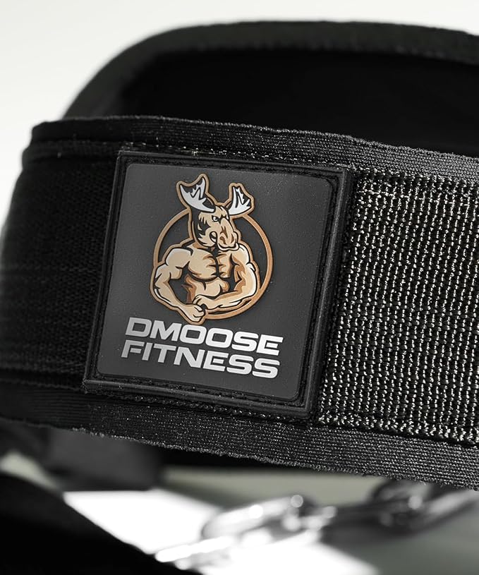 DMoose Fitness Neck Harness for Weight Lifting - Soft Padded Head & Chin Strap with 30" Heavy Duty Steel Chain - Neck Exerciser, Trainer & Strengthener to Support Injury Recovery and Intense Workouts