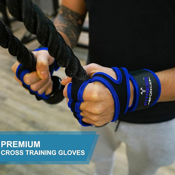 FITNESS FORCE Ventilated Weight Lifting Workout Gloves for Men & Women | Gym Gloves for Men & Women with Built-in Wrist Wraps for Men, Exercise Gloves for Weightlifting, Cycling & Cross Training