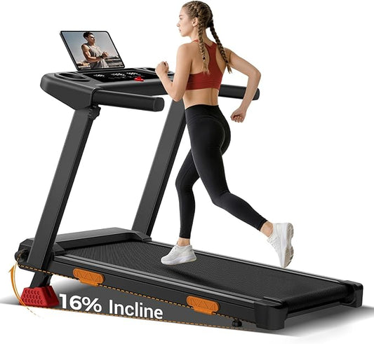 16% Foldable Incline Treadmills for Home, 12 Automatic Modes