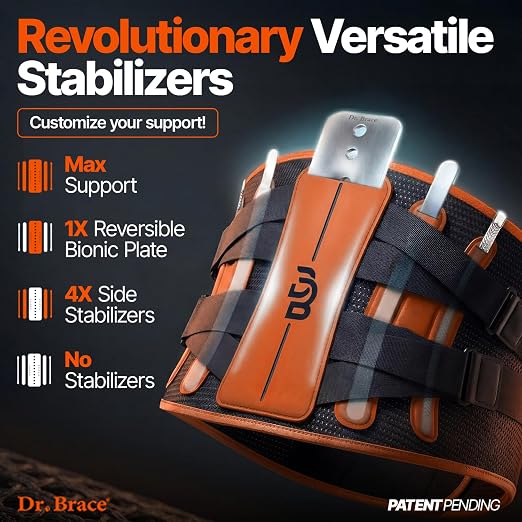 DR. BRACE® Lower Back Brace for Men & Women for Lower Back Pain Relief, Revolutionary Versatile Splints System & Removable Lumbar Pad, Adjustable & Breathable Back Support Brace