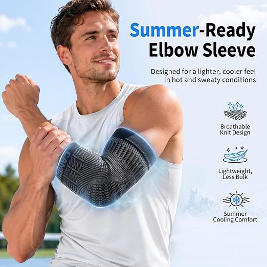 CAMBIVO 2 Pack Tennis Elbow Compression Sleeve, Lightweight Summer Brace | Anti-Slip, Breathable, Quick-Dry Tennis Elbow Brace for Gym, Golf, Basketball, Office and Daily Wear, for Men & Women
