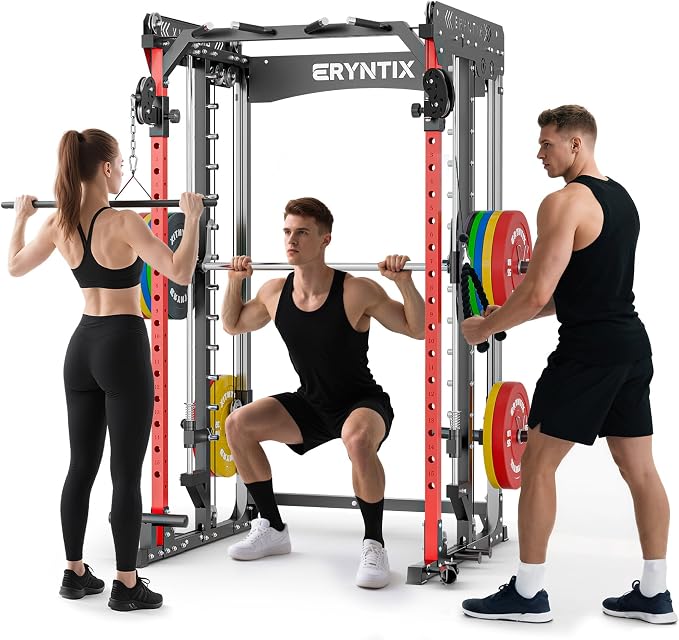 Power Rack, 2600 LBS Capacity Smith Machine for Home Gym Garage, All-in-One Power Cage with Cable Crossover, Heavy-Duty Squat Rack, 84'' Home Gym Equipment