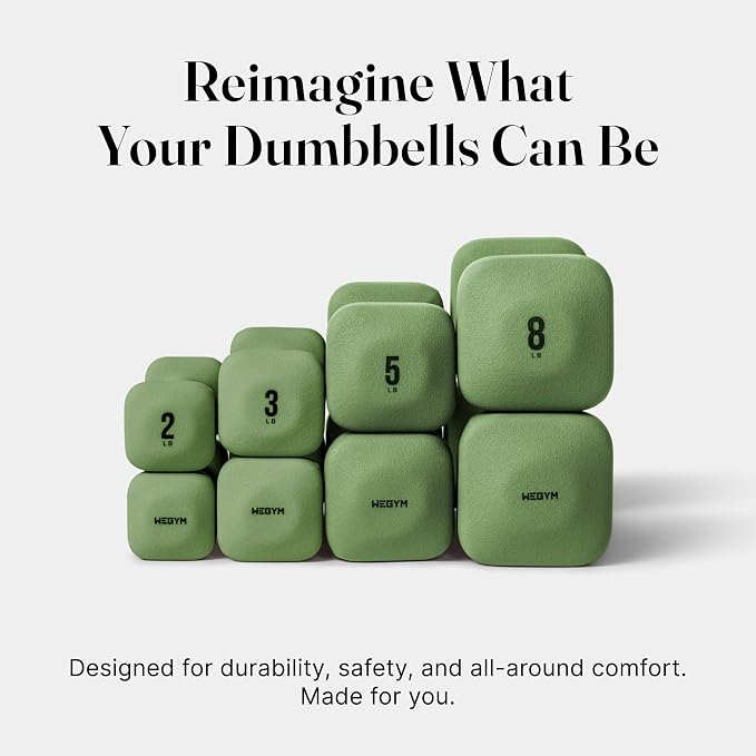 WeGym Square Dumbbells for Home Gym, Hand Weights for Strength Training