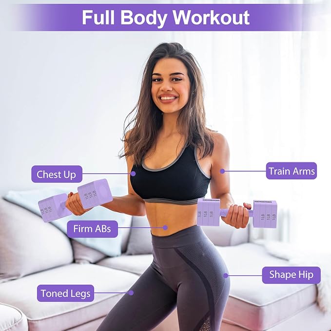 Hezeyferg Adjustable Dumbbells Set for Women/Men Home Gym | 18LBS 22LBS Adjustable Weight Dumbbells, Hand Weights Sets with Mutilple Levels, Full Body Workout