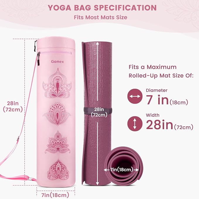Gonex Yoga Mat Bag, Full-Zip Mat Carrier | 600D Oxford Fabric, Wet Pocket, Front Zip Pocket, Adjustable Strap, Fits Mats up to 26"