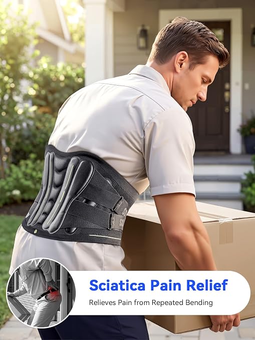 Back Brace for Men Lower Back Pain Relief, Back Support with Lumbar Pad | Ultra Breathable Lumbar Support Belt with Adjustable Straps, Immediate Relief from Sciatica, Herniated Disc, Scoliosis