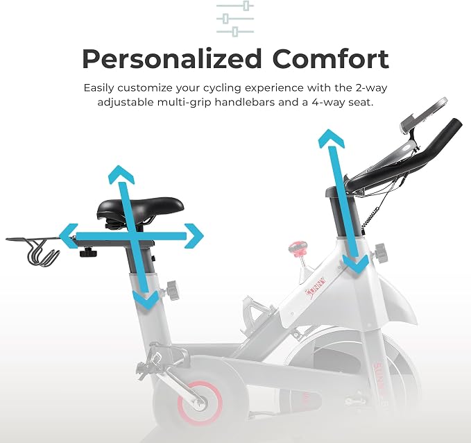 Sunny Health & Fitness Smart Indoor Cycling Exercise Bike for Home Cardio