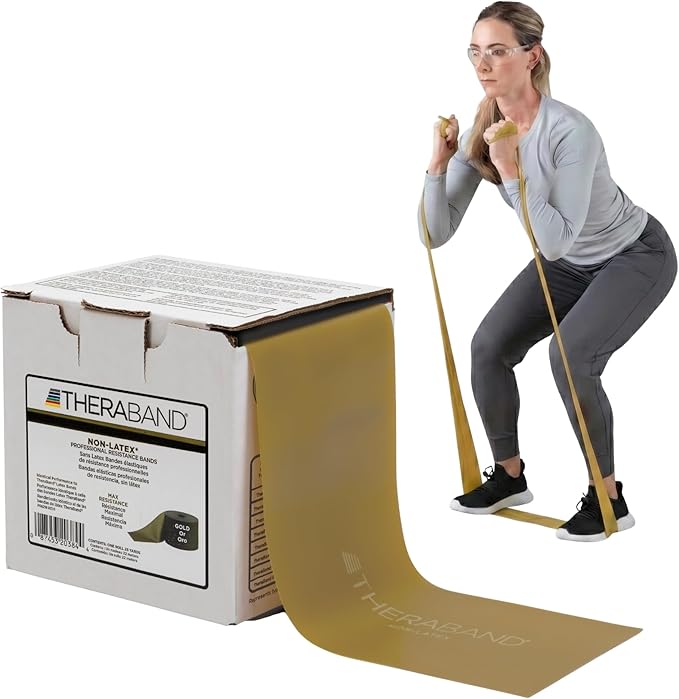THERABAND Resistance Band, Gold, Max, 25-Yard Roll, Latex-Free, Elastic Band for Exercise, Physical Therapy, Yoga, Pilates, Stretching, Home Workouts, Color-Coded for Easy Resistance Levels