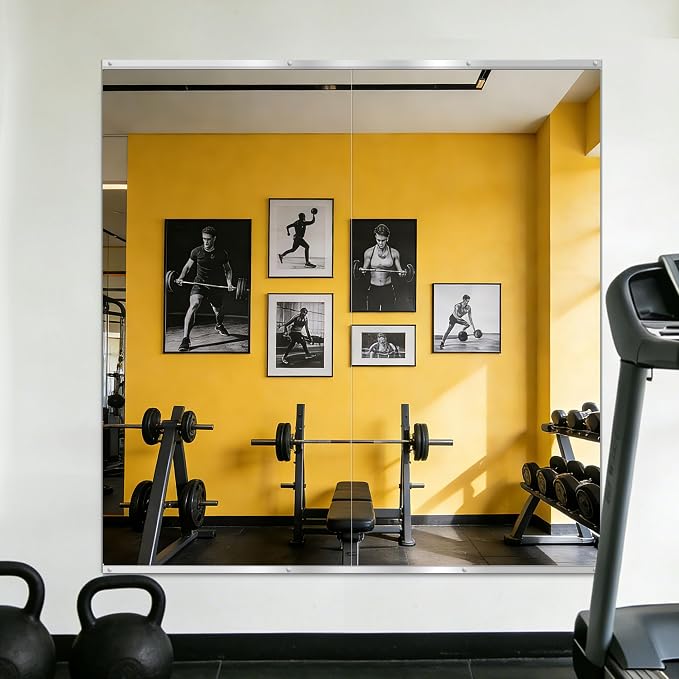 Home Gym Mirror for Wall, 50"x25"x2PCS, Workout Mirrors for Home Gym | Large Frameless Tempered Glass, Full Length Boyd Mirror for Garage, Yoga Room, Dance Studio, Bedroom, Wall Mounted