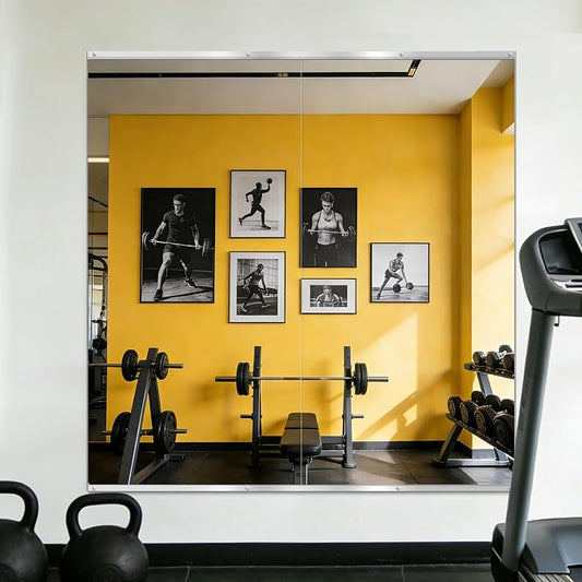Home Gym Mirror for Wall, 50"x25"x2PCS, Workout Mirrors for Home Gym | Large Frameless Tempered Glass, Full Length Boyd Mirror for Garage, Yoga Room, Dance Studio, Bedroom, Wall Mounted