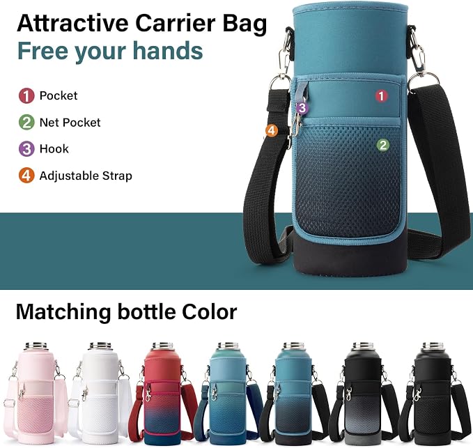 DYSANKY Insulated Water Bottle with Portable Carrier Bag for Outdoor 40 oz