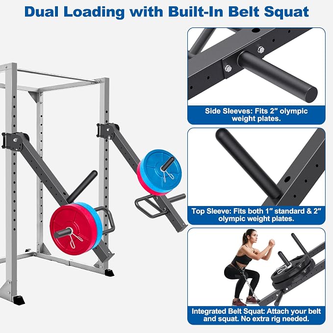SELEWARE Squat Rack Attachment for Power Cage with 5/8" or 1" Holes | Y-Shaped Dip Bar Attachment, Nordic Hamstring Curl Attachment & Lever Arms for 2x2 or 3x3 Power Rack, Home Gym Accessories