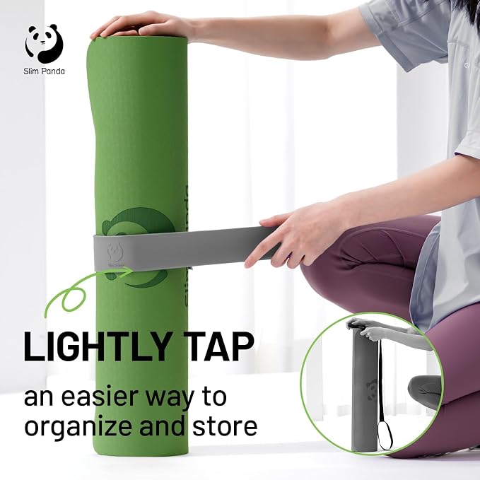 Yoga Mat Strap Slap Band, One Snap Keeps Mats Tightly Rolled, Heavy-Duty Clasp Fits Most Size Mats(24" L X 2" W)