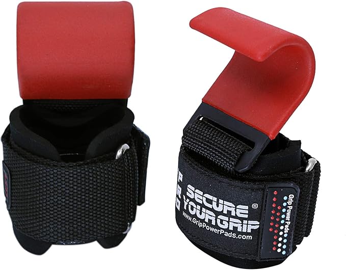 Weight Lifting Rod Hooks Heavy Duty Wrist Wraps Power Weight Lifting Training Gym Grips Straps Set of 2