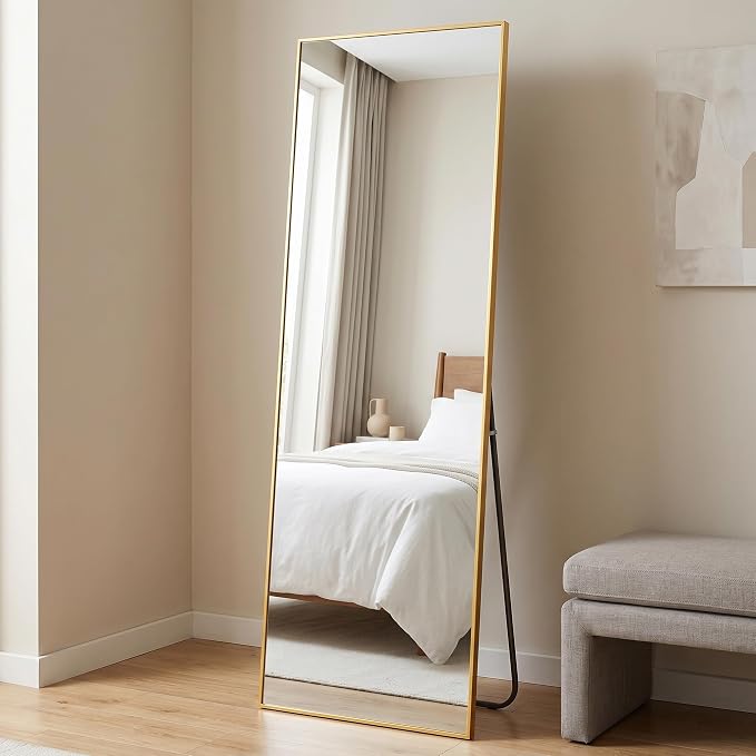 BEAUTYPEAK 71"x36" Rectangle Full Body Floor Mirrors, Full Length Mirror | Hanging or Leaning, Aluminum Alloy Frame Wall Mirror for Bedroom, Dressing Room, Gold