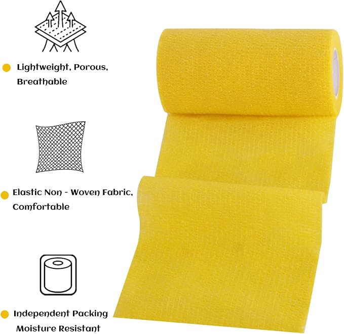 Elastic Self Adhesive Bandage Wrap 4 Inch, Breathable Non Woven Cohesive Bandage, Vet Wrap for Dogs, Ankle Sprains Swelling, Sports Athletic Tape (24 Count Color)