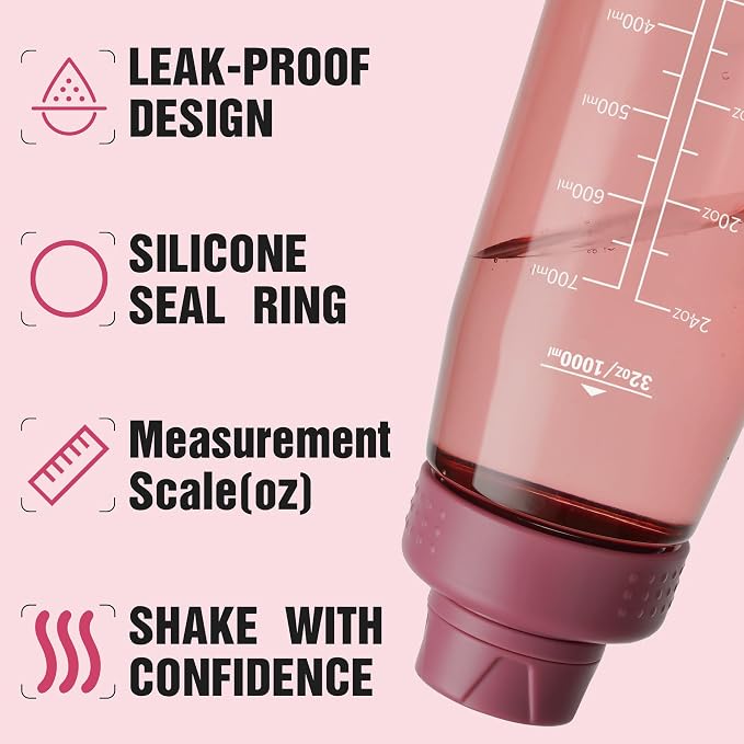 32oz Clear Water Bottle - BPA-Free Tritan Plastic, Fast Flow Spout Lid, Wide Mouth & Leakproof Design Hiking Water Bottle Suitable for Travel, Outdoors, Gym, Travel, Home, School(Red)