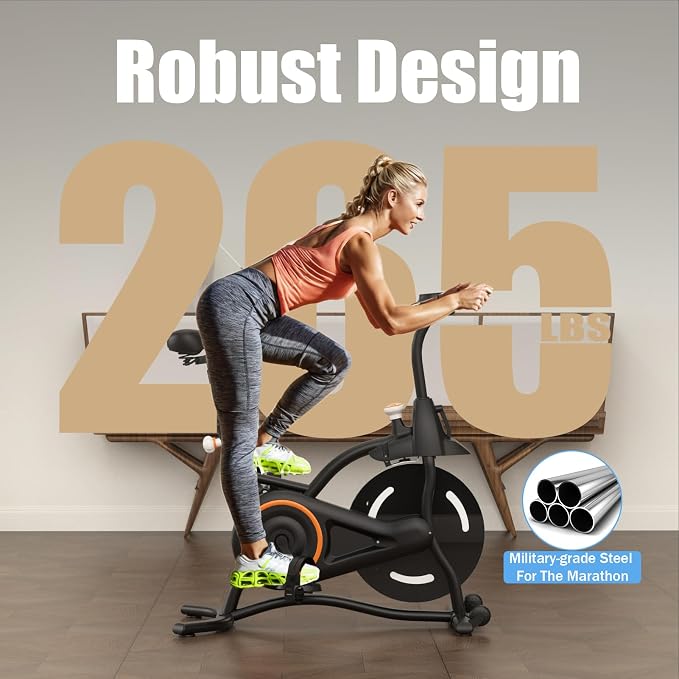 Cyclerade Exercise Bike, Low Noise Indoor Stationary Cycling Bike with APP Sports Data Link Adjustable Resistance With Flat Stand