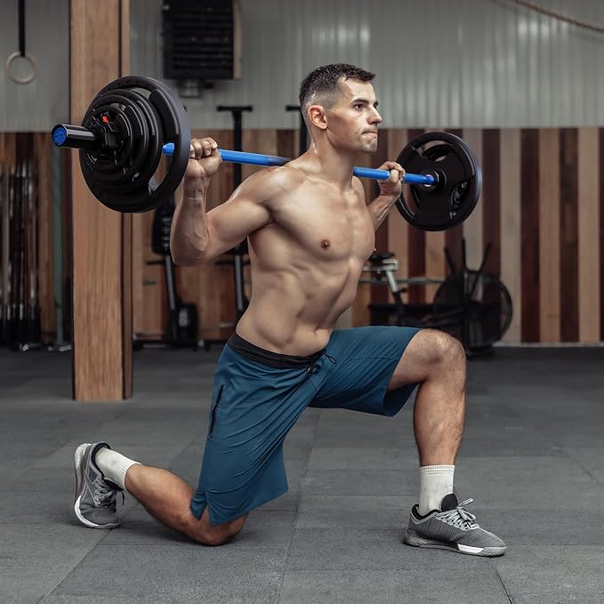 RitFit Barbell Weight Set - 4/6FT Olympic Barbell with Weight Plates (55-115LB Total) - Weightlifting Equipment for Squats, Curls, Deadlifts, Presses, Hip Thrusts
