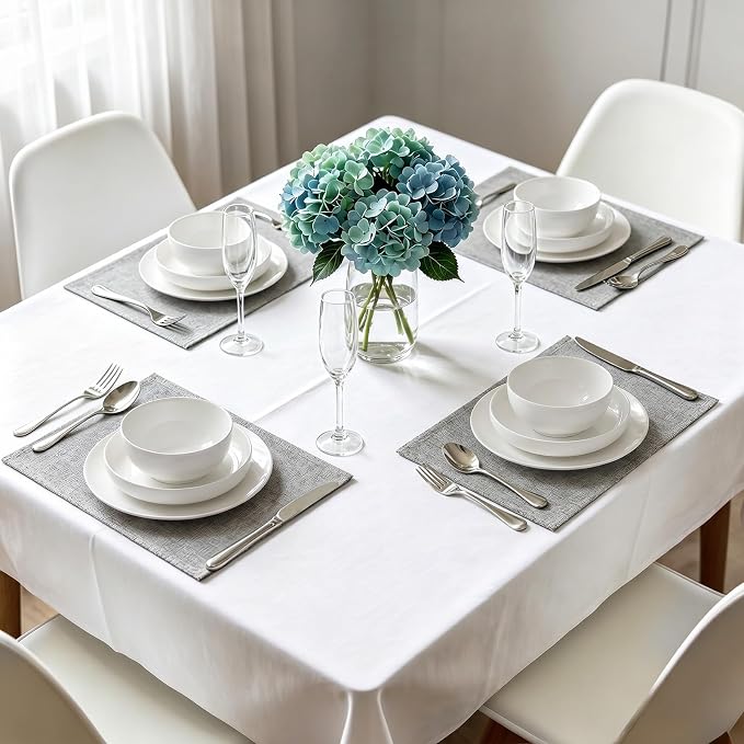 12-Piece New Bone China Dinnerware Set for 4, Lightweight White Plates & Bowls, Stackable, Microwave & Dishwasher Safe, 10" Dinner Plates, 8" Pasta Bowls & 6" Everyday Bowls