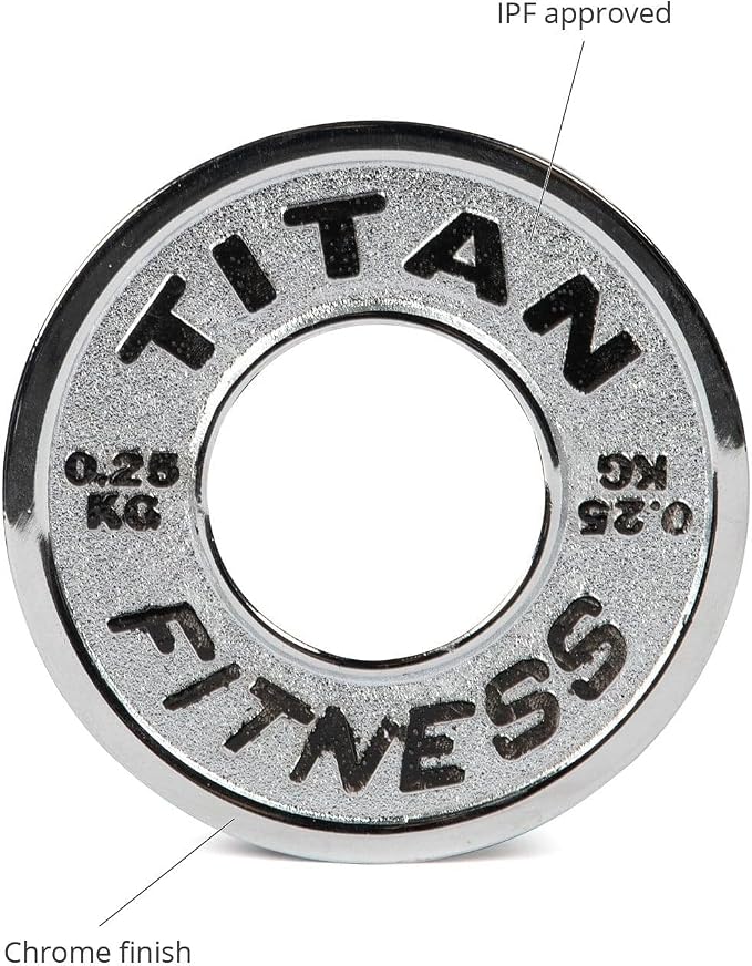 Titan Fitness Olympic Calibrated Steel Powerlifting Plates, Machine Precision Steel Discs