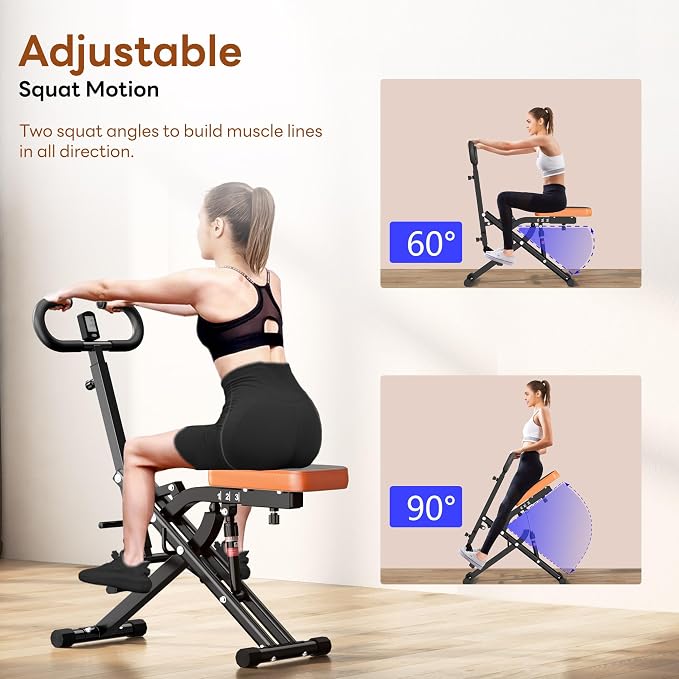 SogesPower Squat Machine for Home Gym, with Adjustable Resistance | Squat Rowing Machine with Optional Full Motion, Squat Assist Trainer for Glutes & Legs Workout, Space-saving,330lbs