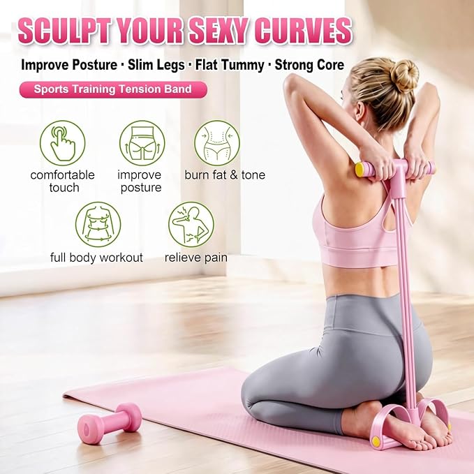 Multifunction Foot Pedal Resistance Bands with Handles, 6-Tube Elastic Yoga Exercise Bands, Home Gym Fitness Equipment for Women & Men to Tone Abs, Core, Legs, Arms, Waist