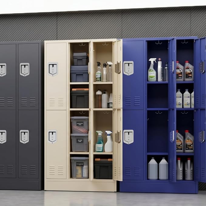 BUTISOW 72" 6 Door 16-Gauge Steel Employee Lockers, Lockable for Gym | Padlock Compatible, 6 Door, 12 Hanging Hooks, Ventilated, Adjustable Shelf, Powder Coated, Rust Resistant, 72 Inch Height
