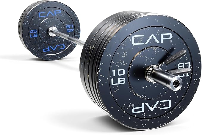 CAP Barbell Olympic Weight Set with 7ft Barbell & Bumper Plates | 160-370 lbs | Multiple Options