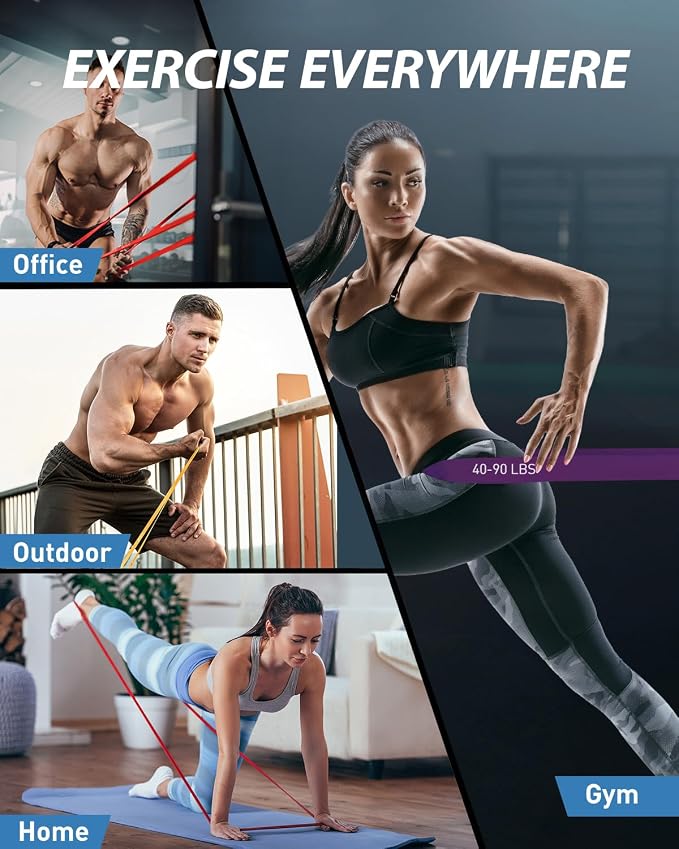 Dapofajo Resistance Bands for Working Out: Silicone 5-Level Exercise Bands, 3X Tear-Resistant, Pull Up Assistance - Physical Therapy & Strength Training for Men & Women