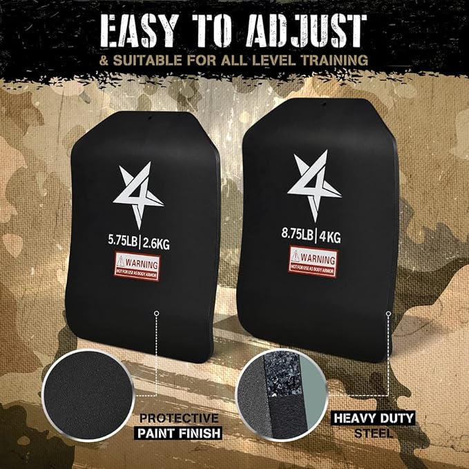 Yes4All Weighted Vest Plates with Curved Ergonomic Design for Running, Rucking & Strength Training, Comfortable Fit, 5.75/8.75/14/19.75 LB Pairs