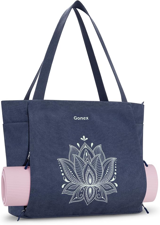 Gonex Yoga Mat Bag with Zipper Mat Carrier Canvas Gym Tote | Durable Canvas, Zipper Closures Prevent Slipping, Quick Access, Bottle Holder, Fits Yoga Blocks, Gym & Travel Use