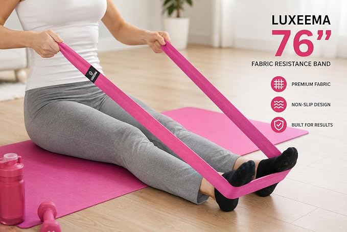 Premium 76" Extra Long Resistance Band for Working Out, 3" Wide Non-Slip Fabric Exercise Band for Stretching, Yoga, Strength Training & Physical Therapy