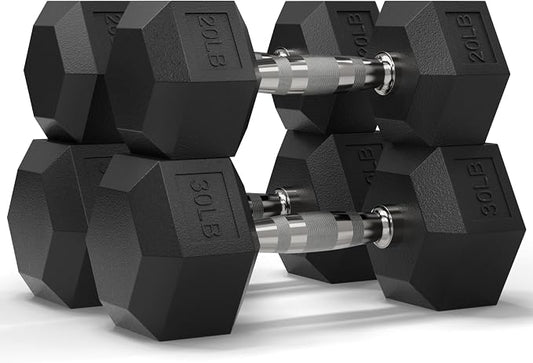 Mikolo Dumbbell Sets with Rack, Rubber Hex Dumbbells, Multiple Choices in 160/200/380/450/550LB, Hand Weights with Chrome Handle for Strength Training