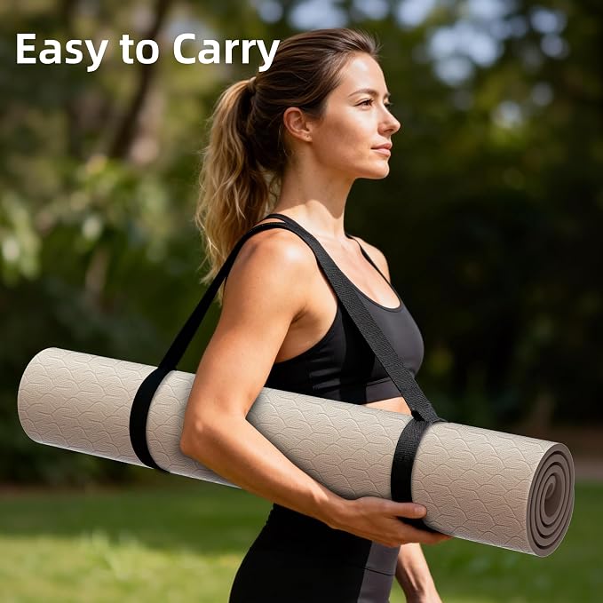 HAHE Extra Wide Yoga Mat, 72"x40"x0.4"Thick, Large Exercise Mats | Oversized Non Slip Workout Mat with Strap for Yoga, Pilates, Fitness, Home Gym Studio, Yoga Mats for Men & Women