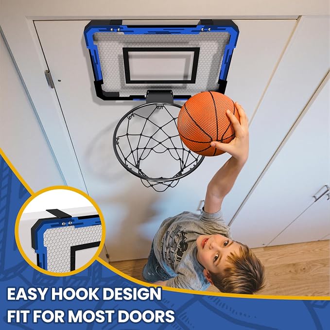 QDRAGON Mini Basketball Hoop | Over The Door Indoor, with 3 Balls/Inflator/Breakaway Rim, Basketball Toy Gifts for Kids and Adults, Suit for Bedroom/Office