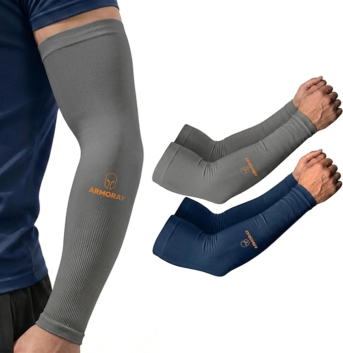 ARMORAY Arm Sleeves for Men and Women - UV Sun Protection Cooling Compression - Tattoo Cover Up Sleeve for Daily Wear & Work