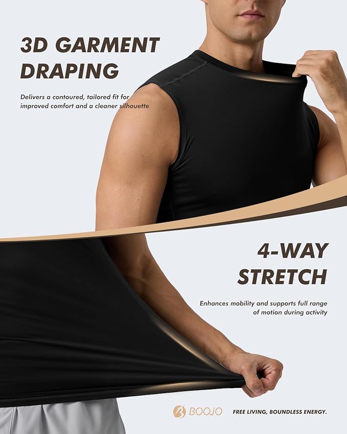 Compression Shirt Men - Sleeveless Tank Top Base Layer Gym Workout Running | 1 Pack Athletic Quick Dry Lightweight Soft Undershirts Uderwear Muscle Shirts for Exercise Cycling