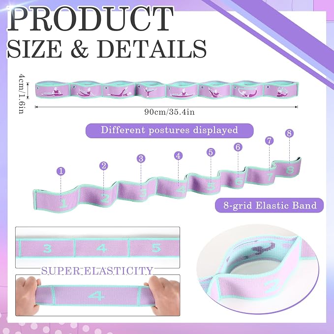 Stretch Strap for Kids Elastic Gymnastic Stretching Ballet Dance Band with 8 Loops Adjustable Exercise Training Resistance Strap for Children Stuff Pilates Latin Yoga Equipment