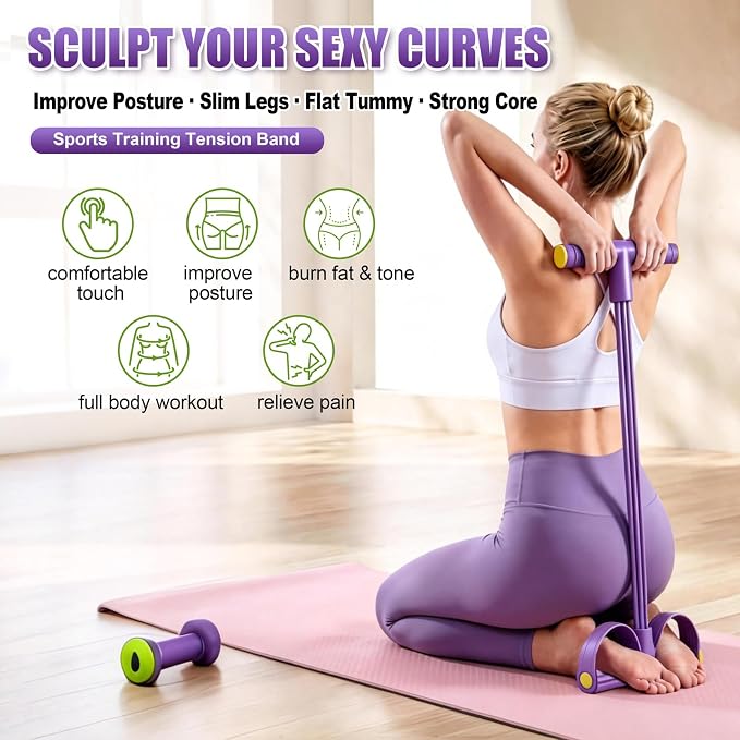 Multifunction Foot Pedal Resistance Bands with Handles, 6-Tube Elastic Yoga Exercise Bands, Home Gym Workout Equipment for Women & Men to Abs, Core, Leg, Arm, Waist Stretching