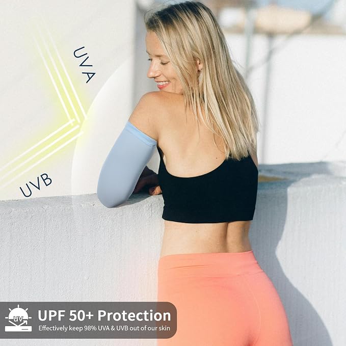 Achiou Volleyball Arm Sleeves for Women, Cooling Ice Silk Sun Sleeves Youth | Summer Ice Silk Compression Sleeves, UPF 50+ UV Protection, Perfect for Teen Girls & Women Outdoor Sports, Anti-slip Silicone