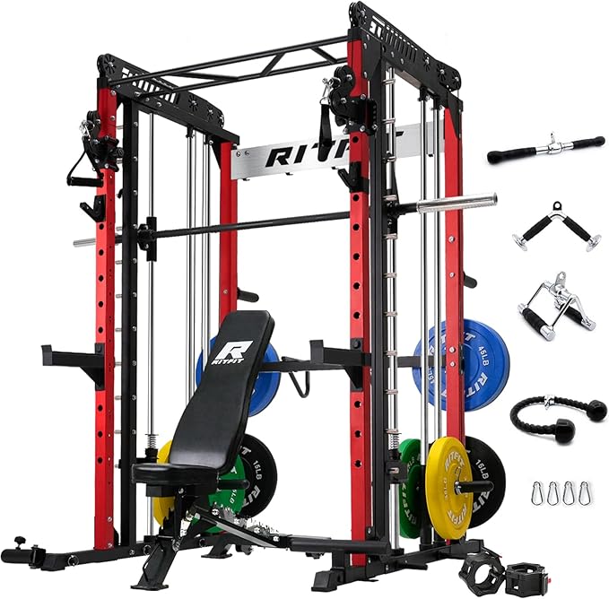 RitFit M1 Pro Smith Machine Cable Crossover Power Cage Home Gym