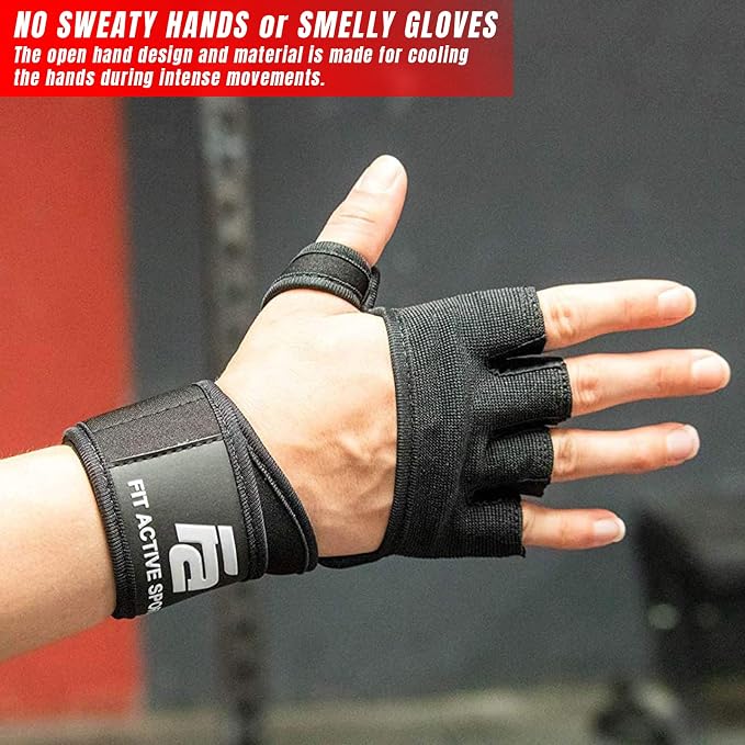 RX2 Weight Lifting Workout Gloves with Built-in Wrist Wraps - Gym Gloves with Wrist Support Durable Non-Slip Palm Padding to Avoid Calluses - for Men & Women